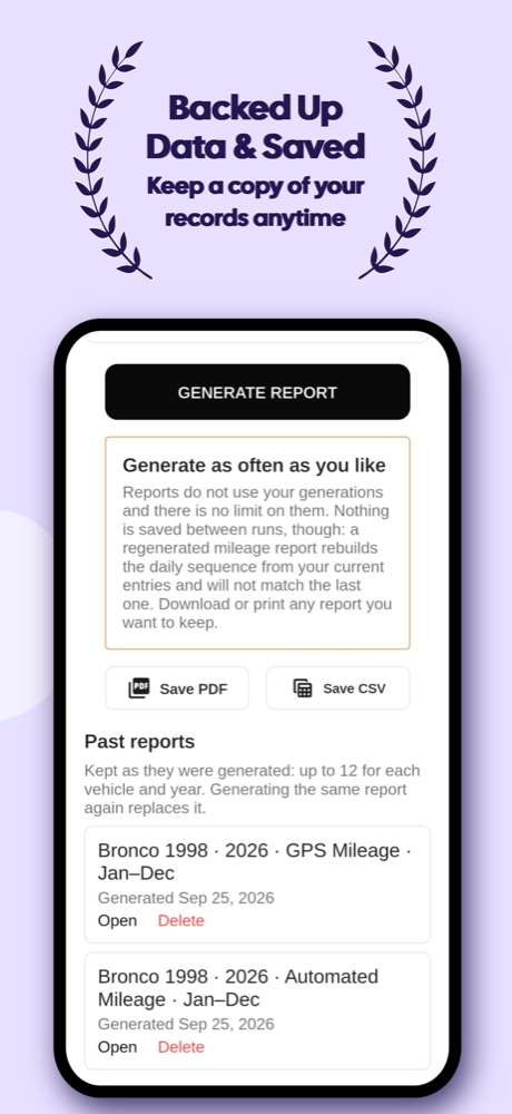 Saved past reports, ready to open again